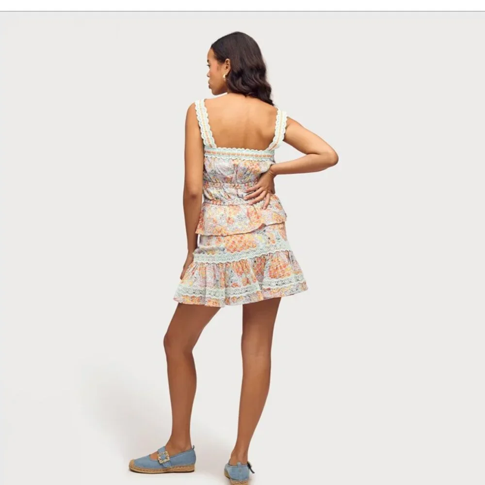 NWT Sam Edelman  Courtney Mini Skirt COLOR:  Pastel Blue Rose